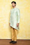 Arihant Rai Sinha_Green Kurta Jacquard Asymmetric And Churidar Set _at_Aza_Fashions