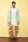 Buy_Arihant Rai Sinha_Green Kurta Jacquard Asymmetric And Dhoti Pant Set _Online_at_Aza_Fashions