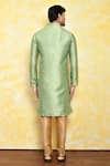 Shop_Arihant Rai Sinha_Green Kurta Jacquard Asymmetric Floral Pattern And Churidar Set _at_Aza_Fashions