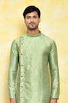 Buy_Arihant Rai Sinha_Green Kurta Jacquard Asymmetric Floral Pattern And Dhoti Pant Set _Online_at_Aza_Fashions