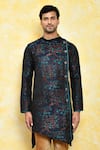 Buy_Arihant Rai Sinha_Multi Color Kurta Jacquard Asymmetric And Churidar Set _Online_at_Aza_Fashions