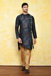 Arihant Rai Sinha_Multi Color Jacquard Asymmetric Long Sleeve Kurta _at_Aza_Fashions