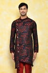 Arihant Rai Sinha_Multi Color Jacquard Asymmetric Kurta _Online_at_Aza_Fashions