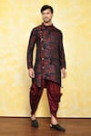 Buy_Arihant Rai Sinha_Multi Color Kurta Jacquard Asymmetric And Dhoti Pant Set_at_Aza_Fashions