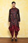 Arihant Rai Sinha_Multi Color Kurta Jacquard Asymmetric And Dhoti Pant Set_Online_at_Aza_Fashions