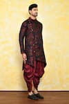 Shop_Arihant Rai Sinha_Multi Color Kurta Jacquard Asymmetric And Dhoti Pant Set_Online_at_Aza_Fashions