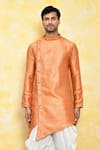 Shop_Arihant Rai Sinha_Orange Kurta Jacquard Asymmetric And Dhoti Pant Set _Online_at_Aza_Fashions