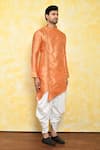 Arihant Rai Sinha_Orange Kurta Jacquard Asymmetric And Dhoti Pant Set _at_Aza_Fashions