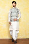 Buy_Arihant Rai Sinha_Multi Color Kurta Georgette Embroidered Animal And Floral Pattern Bundi Set _at_Aza_Fashions