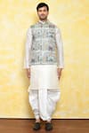 Shop_Arihant Rai Sinha_Multi Color Kurta Georgette Embroidered Animal And Floral Pattern Bundi Set _Online_at_Aza_Fashions