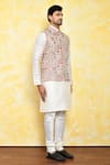 Arihant Rai Sinha_Multi Color Kurta Georgette Embroidered Floral Motif Bundi Set _at_Aza_Fashions