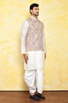 Arihant Rai Sinha_Multi Color Kurta Georgette Embroidered Floral Motif Bundi Dhoti Pant Set _at_Aza_Fashions