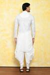 Shop_Arihant Rai Sinha_White Kurta Poly Cotton Leaf Motifs Pattern And Dhoti Pant Set_at_Aza_Fashions