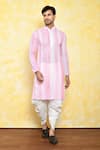 Buy_Arihant Rai Sinha_Pink Kurta Georgette Embroidered Mirror And Dhoti Pant Set _at_Aza_Fashions