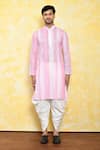 Shop_Arihant Rai Sinha_Pink Kurta Georgette Embroidered Mirror And Dhoti Pant Set _Online_at_Aza_Fashions