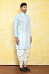 Arihant Rai Sinha_Blue Kurta Georgette Embroidered Mirror And Dhoti Pant Set _at_Aza_Fashions