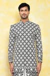 Shop_Arihant Rai Sinha_Black Kurta Dupion Art Silk Printed Floral And Dhoti Pant Set _Online_at_Aza_Fashions