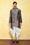 Buy_Arihant Rai Sinha_Blue Kurta Jacquard Printed Floral Motifs And Dhoti Pant Set _Online_at_Aza_Fashions