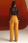 Shop_ZWAAN_Yellow Satin Plain Ela Pant  _at_Aza_Fashions