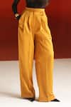 ZWAAN_Yellow Satin Plain Ela Pant  _Online_at_Aza_Fashions