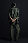 Shop_ZWAAN_Green Satin Organza Woven And Textured Pleated Zade Shirt & Pant Set  _at_Aza_Fashions