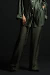 ZWAAN_Green Satin Organza Woven And Textured Pleated Zade Shirt & Pant Set  _Online_at_Aza_Fashions