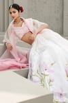 Mangalmay by Aastha_Pink Blouse-bamberg Silk Cherry Blossom Symphony Lehenga Shrug Set _at_Aza_Fashions