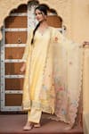 Buy_Mangalmay by Aastha_Yellow Kurta-chanderi Silk Hand Painted Sunlit Serenity Embroidered Kurta Set _at_Aza_Fashions