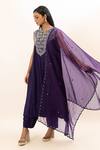 Oshi By Shikha Purple Chanderi, Organza, Bamboo, Cotton, Silk Chidd Yoke Anarkali Set at Aza Fashions Oshi By Shikha_Purple Chanderi, Organza, Bamboo, Cotton, Silk Chidd Yoke Anarkali Set _at_Aza_Fashions