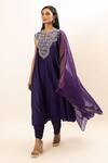 Buy Oshi By Shikha Purple Chanderi, Organza, Bamboo, Cotton, Silk Chidd Yoke Anarkali Set Buy_Oshi By Shikha_Purple Chanderi, Organza, Bamboo, Cotton, Silk Chidd Yoke Anarkali Set