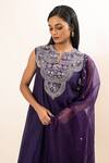 Shop Oshi By Shikha Purple Chanderi, Organza, Bamboo, Cotton, Silk Chidd Yoke Anarkali Set at Aza Fashions Shop_Oshi By Shikha_Purple Chanderi, Organza, Bamboo, Cotton, Silk Chidd Yoke Anarkali Set _at_Aza_Fashions