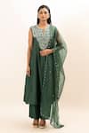 Buy Oshi By Shikha Green Chanderi, Organza, Bamboo, Cotton Pearl Yoke Anarkali Pant Set at Aza Fashions Buy_Oshi By Shikha_Green Chanderi, Organza, Bamboo, Cotton Pearl Yoke Anarkali Pant Set _at_Aza_Fashions