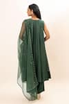 Shop Oshi By Shikha Green Chanderi, Organza, Bamboo, Cotton Pearl Yoke Anarkali Pant Set at Aza Fashions Shop_Oshi By Shikha_Green Chanderi, Organza, Bamboo, Cotton Pearl Yoke Anarkali Pant Set _at_Aza_Fashions