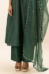Oshi By Shikha Green Chanderi, Organza, Bamboo, Cotton Pearl Yoke Anarkali Pant Set Online at Aza Fashions Oshi By Shikha_Green Chanderi, Organza, Bamboo, Cotton Pearl Yoke Anarkali Pant Set _Online_at_Aza_Fashions