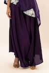 Oshi By Shikha_Purple Cape Silk Organza Hand Embroidered Zardozi Cape One Draped Pant Set _at_Aza_Fashions