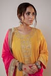 Pants and Pajamas_Yellow Kurta And Pant Chanderi Embroidery Zari Thread Round Sequin Work Set _Online_at_Aza_Fashions