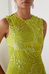 Buy_Mishru_Green Dress Tulle Embroidery Moana Martian Embellished Layered Short With Slip _Online_at_Aza_Fashions