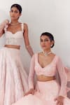 Shop_Mishru_Pink Lehenga And Dupatta Neri Ionic Blossom Embellished Bridal Set  