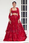 Buy_Mishru_Red Soft Tulle Embroidery Sequins Kai Callista Bridal Lehenga Set  _at_Aza_Fashions