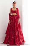 Shop_Mishru_Red Soft Tulle Embroidery Sequins Kai Callista Bridal Lehenga Set  _Online_at_Aza_Fashions