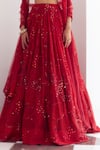 Mishru_Red Soft Tulle Embroidery Sequins Kai Callista Bridal Lehenga Set  _at_Aza_Fashions