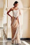 Buy_Mishru_Beige Soft Tulle Embroidery Beads Sweetheart Neck Seira Saree Corset Set _at_Aza_Fashions