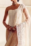 Buy_Mishru_Beige Soft Tulle Embroidery Beads Sweetheart Seira Saree Corset Set  _Online_at_Aza_Fashions