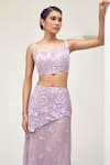 Buy_Mishru_Purple Tulle Embroidery Beads Square Kaito Sequin Blouse With Skirt  _Online_at_Aza_Fashions