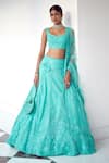 Buy_Mishru_Blue Blouse And Dupatta Soft Tulle Sereia Bridal Lehenga Set  _at_Aza_Fashions