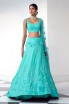 Shop_Mishru_Blue Blouse And Dupatta Soft Tulle Sereia Bridal Lehenga Set  _at_Aza_Fashions