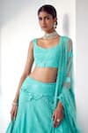 Buy_Mishru_Blue Blouse And Dupatta Soft Tulle Sereia Bridal Lehenga Set  _Online_at_Aza_Fashions