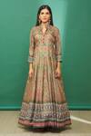 Naintara Bajaj_Green Patola Print Anarkali With Sheer Dupatta _Online_at_Aza_Fashions
