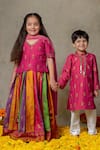 Buy_Vivedkids_Multi Color Art Silk Print Floral Block Lehenga Set _Online_at_Aza_Fashions