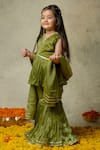 Shop_Vivedkids_Green Tissue Plain Peplum Kurta Sharara Set _at_Aza_Fashions